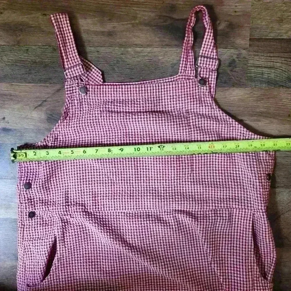 Vintage Womens Gingham Westbound Red & White Checkered Midi Overall Dress Size L - Picture 5 of 5